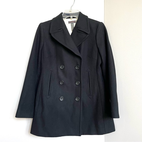 Banana Republic Jackets & Blazers - Banana Republic 80% Wool Double Breasted Pea Coat Black Winter Coat
